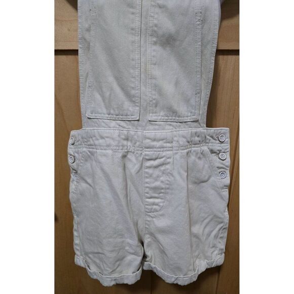 Pilcro Cream Button Detail Overall Shorts Adjustable Straps Back Pockets Size 26 - Picture 4 of 10